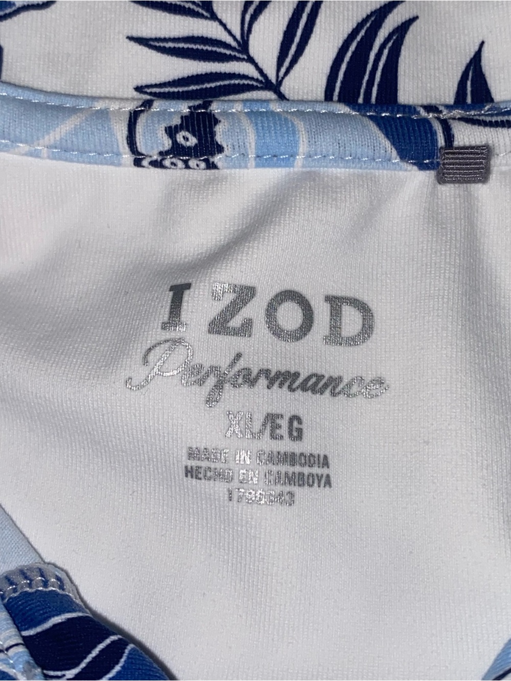 Izod White Sleeveless Polo with Light and Navy Blue Floral Print - Picture 5 of 8